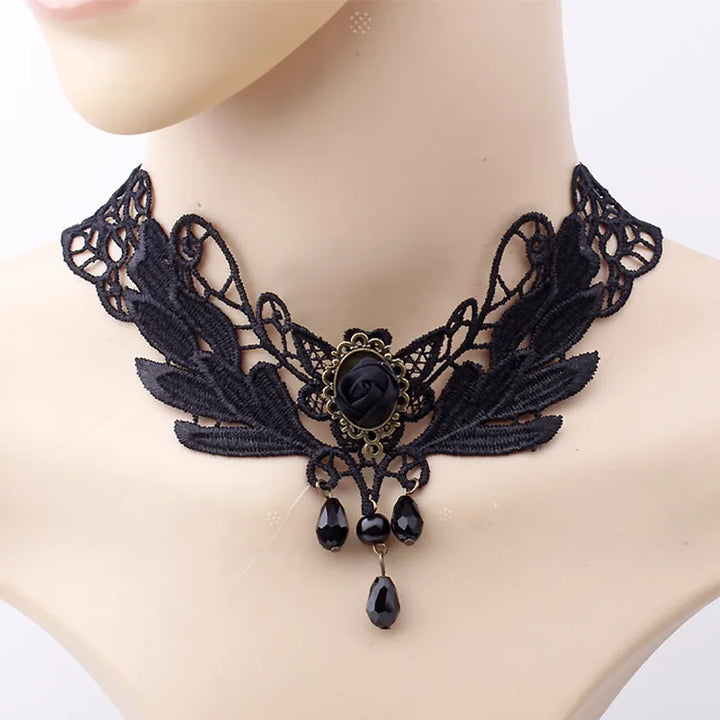 Gothic Victorian Black Lace Necklace